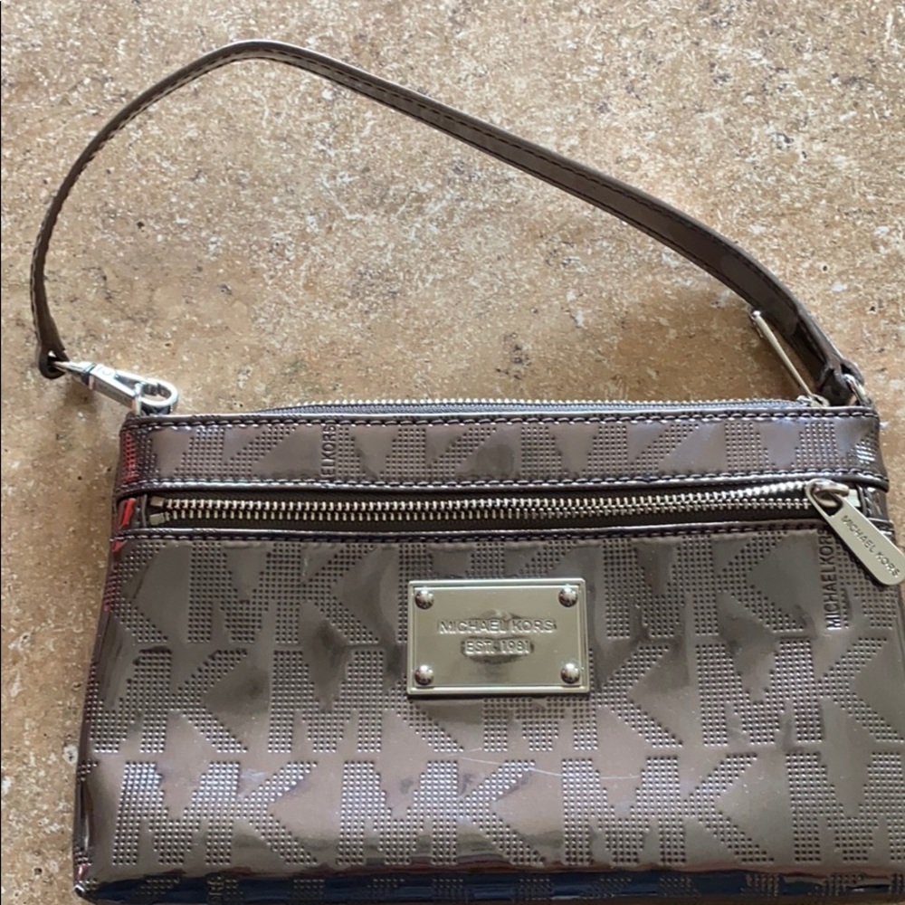 Michael Kors metallic wristlet purse